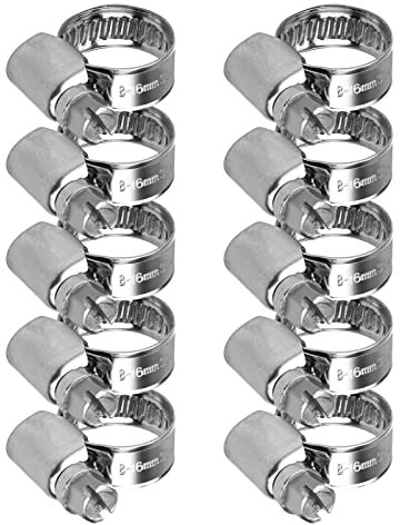 10 Pcs 8-16mm Hose Clips Adjustable, Stainless Steel Jubilee Clips for Securing Hose Connections Home Gas Pipe Flexible Hose Pipe Tube