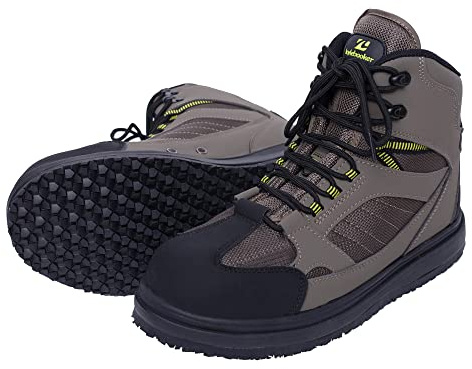 Kylebooker Men's Fishing Hunting Wading Boots Lightweight Anti-Slip Waders Shoes WB001 Green (Rubber Sole,UK9.5)