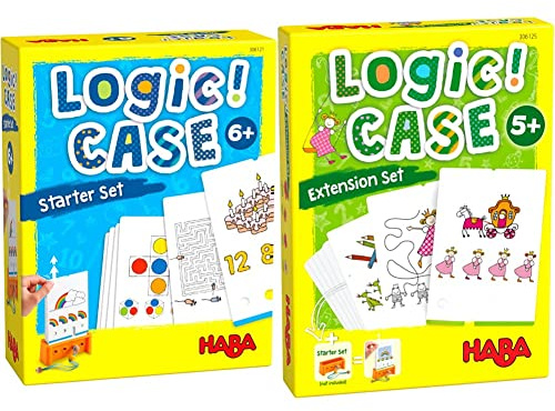 HABA 306121 - LogiCASE Starter Set 6+, Mitbringspiel ab 6 Jahren & 306125 - LogiCase Extension Set – Prinzessinnen, Mitbringspiel ab 5 Jahren