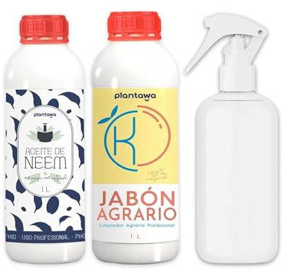 PLANTAWA Pack Ahorro Jabón Potásico 1L + Aceite de Neem 1L + Pulverizador | Solución Multiusos | Fácil Aplicación y Máxima Eficacia | Uso en Interior y Exterior | Productos de origen natural