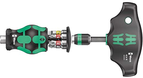 Wera Kraftform Kompakt Stubby Magazine 2, 6 Pieces, 05008874001 & 416 R T-Handle Bitholding Screwdriver Rapidaptor, 1/4 x 45 mm, 05023404001