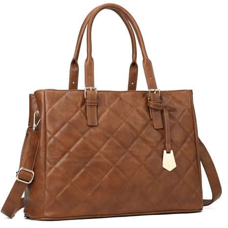 KouLi Buir Handtaschen für Damen, gesteppt, Schultertasche, Geldbörse, Tragegriff oben, Gelb-Braun