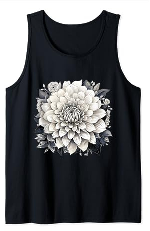 Dahlia blanc sur fond noir Débardeur