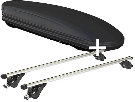 Dachbox VDPMAA320 320 Liter abschließbar schwarz matt + Dachträger VDPKING1 kompatibel mit Audi A3 (8Y) Sportback 5 Türer ab 2020