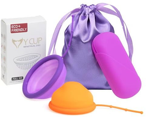 Hbaid Menstruationsscheibe, Menstruationstasse aus 100% medizinischem Silikon Set mit Zwei Größen und Aufbewahrungstasche Alternative zu Soft Tampons & OB