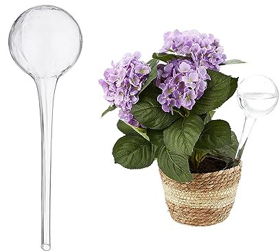 Relaxdays Bewässerungskugel 2er Glas Set da 2 Sfere per Irrigazione, Dosatori di Piante, Irrigatori per Ufficio, Vacanza, Ø 9 cm Vetro, Trasparente