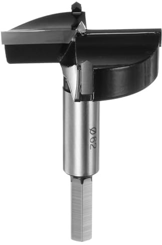 sourcing map Forstner Drill Bit 62mm (2-7/16) Tungsten Carbide Wood Forstner Bit Opener Cutter for Hinge Hole Drilling Woodworking, Black