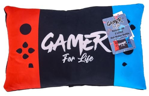 Gamer for Life Console Shaped Hot Water Bottle - Natural Rubber - 2 Litre Hot Water Bottle with Gaming Controller Cover