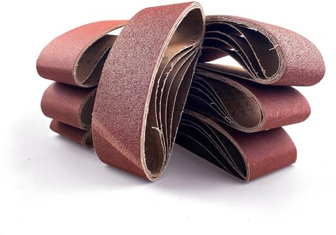 Schleifbänder 75x457 mm,8 verschiedene Körnungen jeweils 5 X 40/60/80/120/180/240/320/400,Schleifband-Set, Für Druckluft bandschleifer,Polieren Metall,Holz|Fingerschleifer(40 Stück)