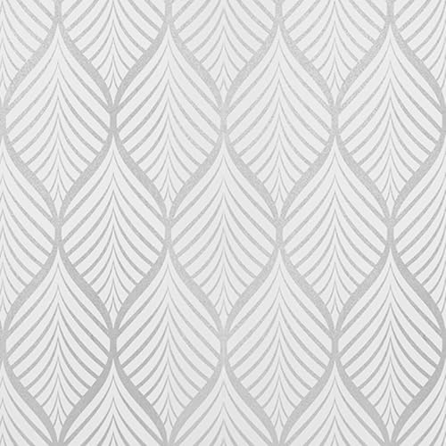 AMIGO Papel Pintado Vinílico Autoadhesivo de rayas Plateadas y Blancas de Bohemia para baños y Armarios 44.5x500cm