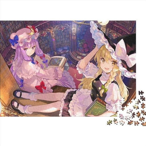 YTPONBCSTUG Anime-Mädchen 1000-teiliges Puzzle für Erwachsene, 75x50cm, Karton, 1 Stück, 1000 Teile, Expertenlevel, Soziale Fähigkeiten, Tabletop, Anime-Stil