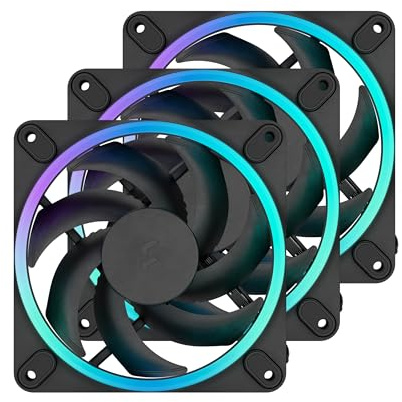 Fractal Design Momentum 12 RGB - Leiser PC-Gehäuselüfter - 120 mm - ARGB Gen 2-16 LEDs - Flüssigkristallpolymer (LCP) Flügel - Fluiddynamisches Lager (FDB) - Kühlleistung - Schwarz - 3er-Pack