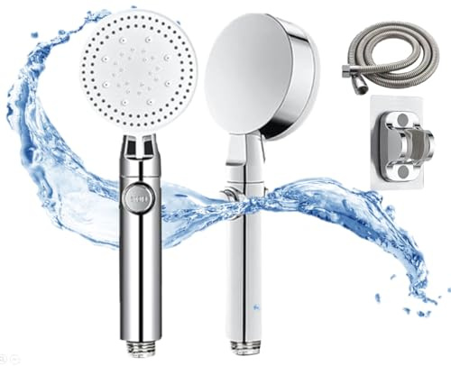 Alcachofa de Ducha Alta Presión, 5 Modos, 1.5m Manguera Ducha con Soporte, Cabezal de Ducha Antical, Mango Ducha Baño Ahorro de Agua, Teléfono Ducha, Shower Head, Accesorio Ducha, Chuveiro, Flexo