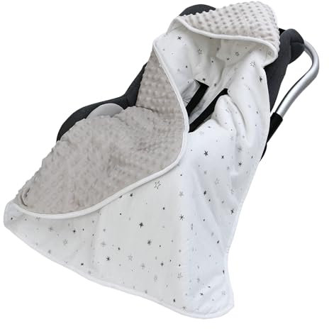 Miracle Baby Copertina Invernale Coperta Avvolgente per Ovetto 90x90cm Copertina Neonato per Seggiolino Auto e Passeggino Coperta per Bambini, Bifacciale e Morbida, Stelle