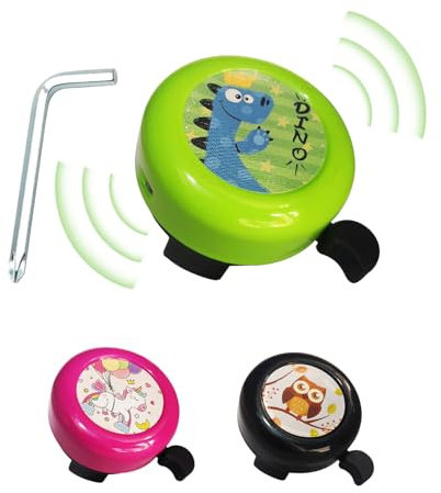 Campanello Bici Bambino,Campanello Bicicletta Per Ragazzi/Ragazze,Campanello Bici dinosauro verde,Mini Campanello per Bicicletta,Suono Forte,Per La Maggior Parte Delle Biciclette,Regalo per Compleanni