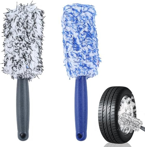 JINJUMEI 2 Pezzi Spazzola per Cerchioni in Microfibra di Alta Qualità per Auto, Spazzola Pulisci Cerchioni Auto, Cura Ottimale dei Cerchioni Senza Graffi, Pulizia per Tutti i Tipi di Cerchioni.