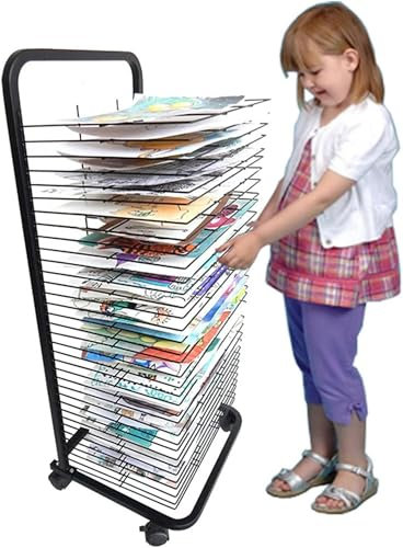 FLTRGO Trockengestell für Kunstwerke, solide Mobile Trockengestelle für Kunstwerke, Schwarze Pulverbeschichtung, Kunstwagen mit Universalrädern sind ideal für Kunstateliers im Klassenzimmer