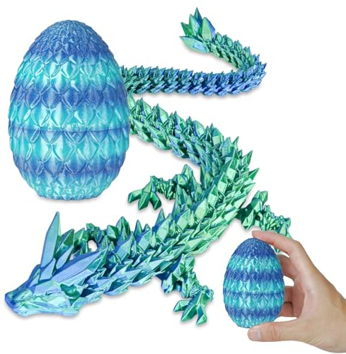 Überraschungs-Drachenei mit Drache im Inneren Geschenke für Kinder und Erwachsene 3D-gedrucktes Fidget-Spielzeug perfekt für Weihnachten Ostern Geburtstage Deko Stressabbau(Meeresblau, Klein)