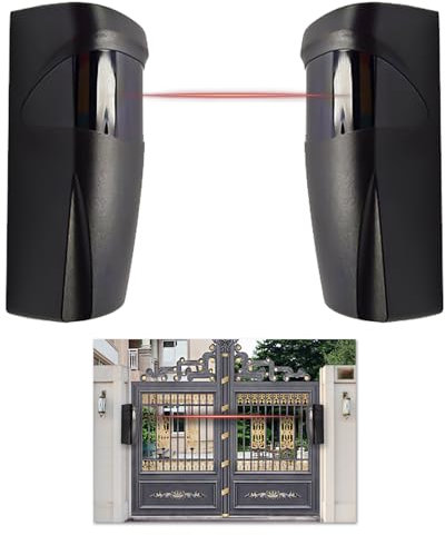 Gate Photocell Sensor, Pair of Universal Infrared Photocells for Outdoor Gates, 12V/24V AC/DC, 180° Adjustable, for Garage Doors, Automatic Gates, IP55 Rated, Long Detection Range, Easy Installation