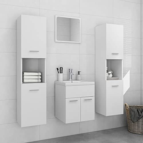 Lauuoeriau Möbelartikel Home Badmöbel-Set Weiß Holz-Möbel