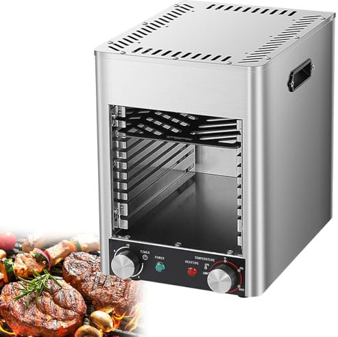 GESAIDES Asador Eléctrico para Carne de 3400 W, con 10 Capas, Tiempo y Temperatura Ajustables, Temperatura Máxima de 800 ℃, Adecuado para Cocinas de Interior