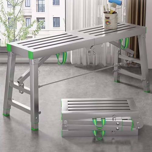 YMAOMAO Escabeau Pliable, équipement d'échafaudage, Plate-Forme de Travail Pliable, Plate-Forme de Travail, capacité de Charge 400 kg, escabeau réglable en Hauteur en Acier au Carbone,A-140 * 37cm
