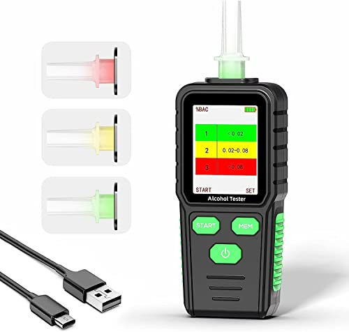 RDINSCOS Etilometro Portatile Professionale,Ricaricabile Alcol Test Portatile con Display a Colori,Alcoltest Alta Precisione, Professionale e Personale, Perfetto per Uso Domestico e Feste
