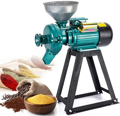 Grinding Mill，Electric Feed Mill Grinder Heavy Duty Grain Mills Wet Dry Cereals with Funnel for Flour Rice Feed Coffee - Commercial Electric Grain Mill Pellet in Powder