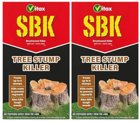 HOCHSTE® Vitax SBK Brushwood & Tree Stump Killer 250ml | Glyphosate-Free Solution | Kills Roots & Prevents Regrowth | Treats Up to 8 Stumps | Ideal for Brambles, Thistles Red 2 Pack
