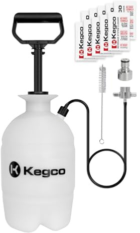 Kegco 1 Gallon Homebrew Hand Pump Pressurized Kegerator Cleaning Kit w/No-Rinse Cleaner