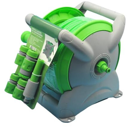 HGZLQKD Closed Garden Hose Cart, Portable Hose Holder for Garden Pots, Balconies, 15M