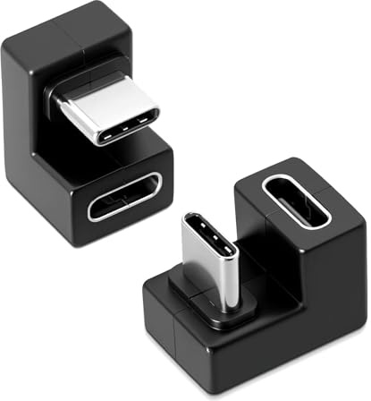 USB C 180 Grad U-Form Adapter 2 Stück, USB-C 3.1 Abgewinkelter Adapter, OTG 100W PD Schnellladung, Audio-/Videoübertragung, Kompatibel mit MacBook, Switch, Samsung Galaxy, Google Pixel, Typ-C Geräten