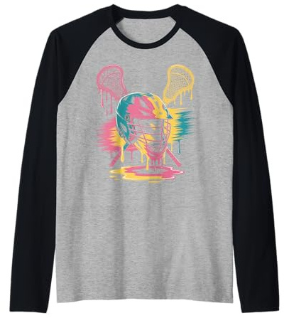Lacrosse Drip Lax Helmet Ice Cream LAX Sticks girls woman Raglan Baseball Tee