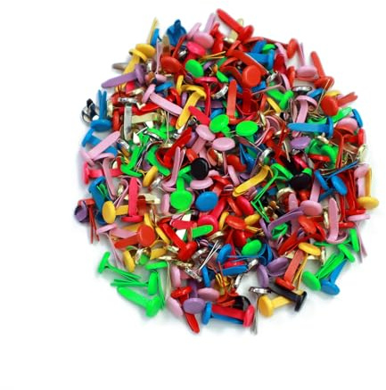 Leucasa 250 Stück Musterbeutelklammern 8X17mm Musterklammern Mini Brads Rundkopfklammern für Papierhandwerk, Kunsthandwerk, Kunstzubehör, Schul-DIY-Zubehör (Farbig)