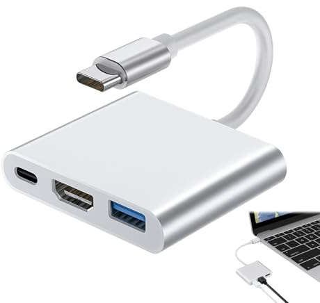 Menibeuty 3 in 1 Adaptateur USB C vers HD-MI, Adaptateur Multiport avec Port USB 3.0 Convertisseur Numérique Portable pour Mac Book Pro/S8+/S9+/Projecteur/Moniteur (Plug and Play)