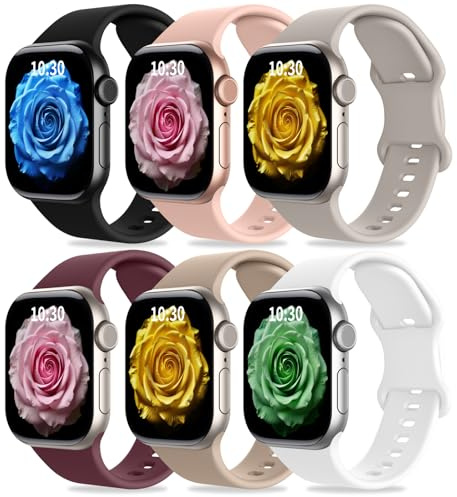 Coiwxmoi 6 Pack Bracelet Compatible avec Bracelets Apple Watch 38mm 40mm 41mm 42mm 44mm 45mm 46mm 49mm Femme Homme,Bracelet Silicone Sports Souple pour iWatch Series Se Ultra 11 10 9 8 7 6 5 4 3 2 1