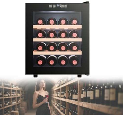 Kindevieft Kühl-/Gefrierschrank mit digitaler Steuerung, Unterbau-Einzelzonen-Kühlschrank für Rot- und Weißwein, Getränkekühlschrank für den Heimgebrauch 16Bottle