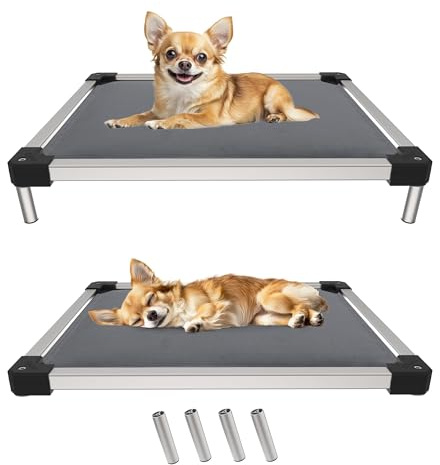 FXW TitanNest Chew-Proof erhöhte Hundebett,gepolstertes Bett für Indoor/Camping/Outdoor-Gebrauch,langlebig und waschbar Haustier Bett für Spielzeug Hunde,58cm x 46cm x 11cm,grau