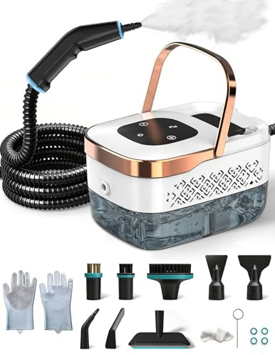 Pulitore a Vapore, Pulitore a Vapore Portatile Multiuso da 2500W 4 Bar | con 6 Livelli, 8 Ugelli, Tubo Vapore 2M e Serbatoio 1250ML, Riscaldamento 15S, per Cucina, Bagno, Pavimento, Finestre, Auto