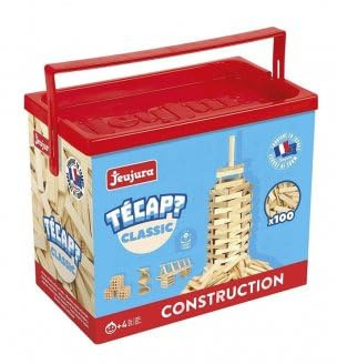 cavernedesjouets Baril planchettes Classic Bois, 100 Pieces + livret idees - tecap - Jeu Construction Enfant - Fabrique en France - Set Jouet + Carte Tigre