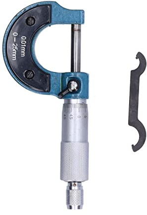 MICROMETRO PER ESTERNI STRUMENTO PRECISO PER MISURARE LO SPESSORE IN ACCIAIO INOSSIDABILE CON CHIAVE ELEVATA PRECISIONE PER FABBRI DI MACCHINE (0-25 mm)