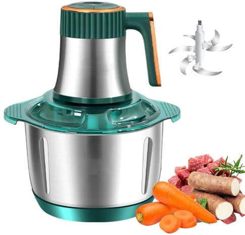 Tritacarne 500W, Robot da Cucina e Frullatore da 5L con 6 Lame Affilate, 5 Velocità, Tritacibi Elettrico per Carne, Verdure, Frutta e Noci green