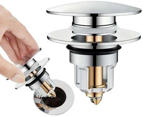 KQDRAVINE Stöpsel Waschbecken 25–46mm, Drain Magic Stopfen Waschbecken Haarstopper, Messing Pop Up Ablaufventil mit Abflusssieb, langlebiger Sink Stopper Ersatz für Bad, Küche, Spüle
