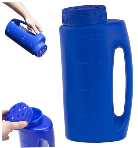 AZIDWERYQ Eisschmelzstreuer, 2-Liter-Düngerstreuer mit einstellbaren Öffnungsmodi, Salz für Schnee mit Schaufel, Hand für Enteisung, Eisschmelze, Earth Food Handsalz