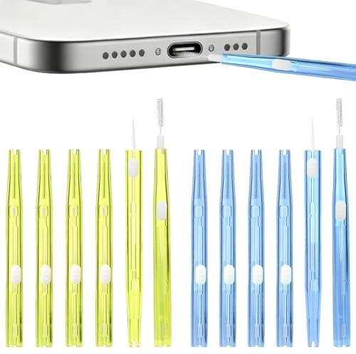 12 PCS Cell Phone Cleaning Kit Anti-Clogging Charging Port Cleaning Kit Double-Sided Mini Phone Port Cleaner Brushes Multifunctional Bristles and Hook Tool for Headphones Mobile Phones