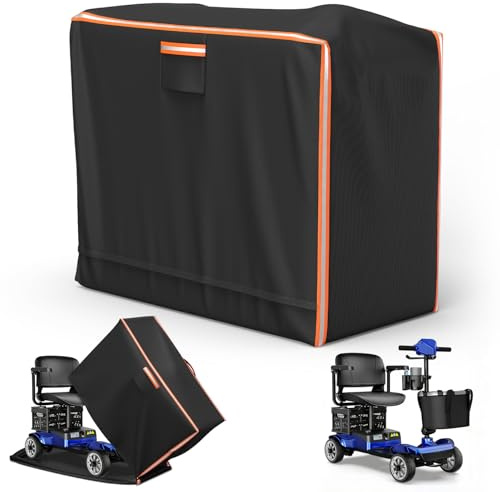 Roasivi Mobility Scooter Storage Cover 49L x 23W x 41H Black Mobility Scooter Cover Waterproof Outdoor Fully Enclosed with Reflective Strips Suitable for Indoor & Outdoor Storage and Travel