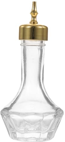 BESTonZON Bottiglia per Bitter in Vetro 50ml Coperchio Dorato, Contenitore per Amari da Bar e Uso Domestico, Bottiglia di Vino Delicata per Cocktail e Conservazione Ingredienti