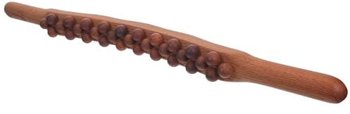 BAZEITFLOW Bastone da Massaggio Superficie Perlinata in Legno Ergonomico Grande, Leggero e Adatto per Massaggio Corpo e Meridiani, per Domestico e Viaggi