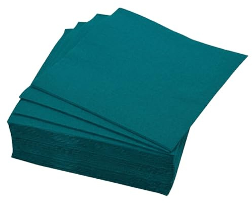 MACOSA U6SEI758EM 40 Stk. Servietten Petrol 33cm Papier Papierservietten für Tischdeko, Feier, Geburtstag, Hochzeit, Taufe, Dinner, Einwegservietten modern Tischservietten elegant