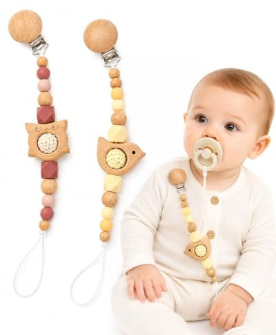 BTACGWP 2 Esta cadena para chupete cuenta con un clip seguro y un cordón antideslizante, lo que la convierte en un regalo perfecto tanto para niños como para niñas.